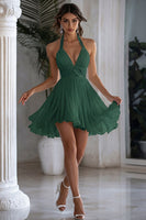 Laden Sie das Bild in den Galerie-Viewer, Neckholder Chiffon A Linie Kleines Weißes Kleid