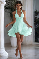 Laden Sie das Bild in den Galerie-Viewer, Neckholder Chiffon A Linie Kleines Weißes Kleid