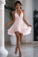 Laden Sie das Bild in den Galerie-Viewer, Neckholder Chiffon A Linie Kleines Weißes Kleid