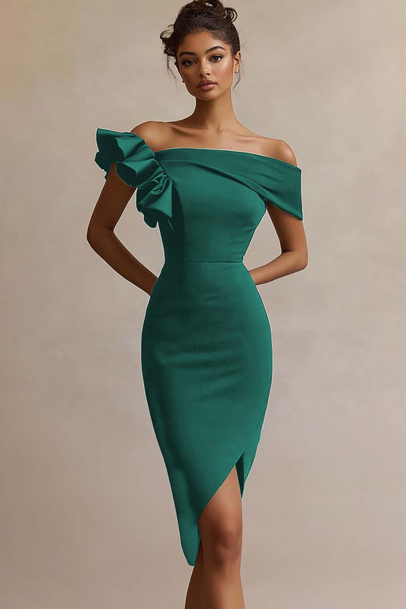 Laden Sie das Bild in den Galerie-Viewer, Schwarzes Bodycon Midi Partykleid aus Satin