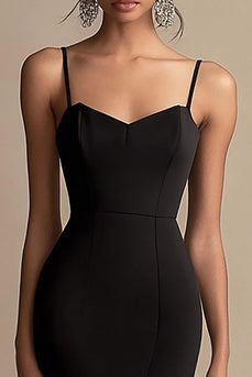 Schwarzes Meerjungfrauen Midi Abschlusskleid mit Rüschen