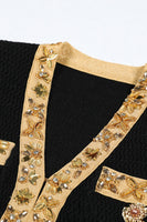 Laden Sie das Bild in den Galerie-Viewer, Schwarze 2-teilige Damenanzüge mit Strasssteinen