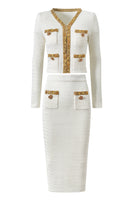 Laden Sie das Bild in den Galerie-Viewer, Schwarze 2-teilige Damenanzüge mit Strasssteinen