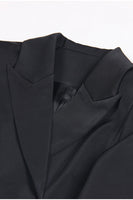 Laden Sie das Bild in den Galerie-Viewer, Schwarze 2-teilige Peak Revers Kurze Frauen Ballanzüge mit Feder