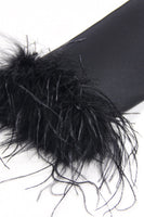 Laden Sie das Bild in den Galerie-Viewer, Schwarze 2-teilige Peak Revers Kurze Frauen Ballanzüge mit Feder