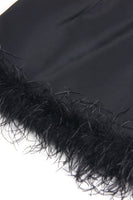 Laden Sie das Bild in den Galerie-Viewer, Schwarze 2-teilige Peak Revers Kurze Frauen Ballanzüge mit Feder