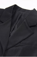 Laden Sie das Bild in den Galerie-Viewer, Schwarze 2-teilige Frauen Ballanzüge mit gekerbtem Revers und Feder