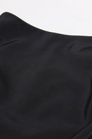 Laden Sie das Bild in den Galerie-Viewer, Schwarze 2-teilige Frauen Ballanzüge mit gekerbtem Revers und Feder