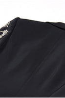 Laden Sie das Bild in den Galerie-Viewer, Glitzernder Schwarzer Einreihiger Damen-Ballblazer mit Spitzrevers und Strasssteinen