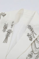 Laden Sie das Bild in den Galerie-Viewer, Glitzernder Schwarzer Einreihiger Damen-Ballblazer mit Spitzrevers und Strasssteinen