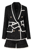 Laden Sie das Bild in den Galerie-Viewer, Weißer 2-teiliger Schal Revers Zweireihige Damen Ballanzüge