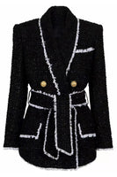 Laden Sie das Bild in den Galerie-Viewer, Weißer 2-teiliger Schal Revers Zweireihige Damen Ballanzüge