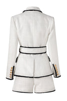 Laden Sie das Bild in den Galerie-Viewer, Weißer 2-teiliger Schal Revers Zweireihige Damen Ballanzüge