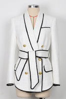 Laden Sie das Bild in den Galerie-Viewer, Weißer 2-teiliger Schal Revers Zweireihige Damen Ballanzüge