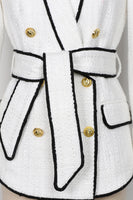 Laden Sie das Bild in den Galerie-Viewer, Weißer 2-teiliger Schal Revers Zweireihige Damen Ballanzüge