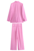 Laden Sie das Bild in den Galerie-Viewer, Rosa 2-teilige Damen Ballanzüge mit gekerbtem Revers