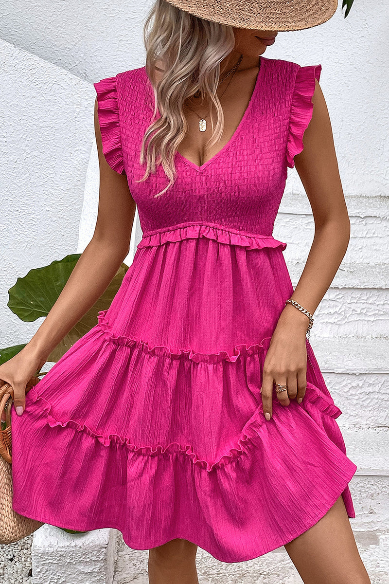 Laden Sie das Bild in den Galerie-Viewer, Schwarzes kurzes Sommerkleid mit V-Ausschnitt