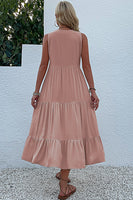 Laden Sie das Bild in den Galerie-Viewer, Schwarzes A-Linien-Sommerkleid mit V-Ausschnitt und Knöpfen