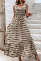 Laden Sie das Bild in den Galerie-Viewer, Grünes Sommerkleid mit Blumenmuster und V-Ausschnitt in A-Linie