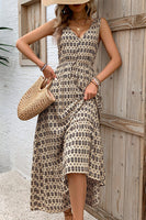 Laden Sie das Bild in den Galerie-Viewer, Grünes Sommerkleid mit Blumenmuster und V-Ausschnitt in A-Linie