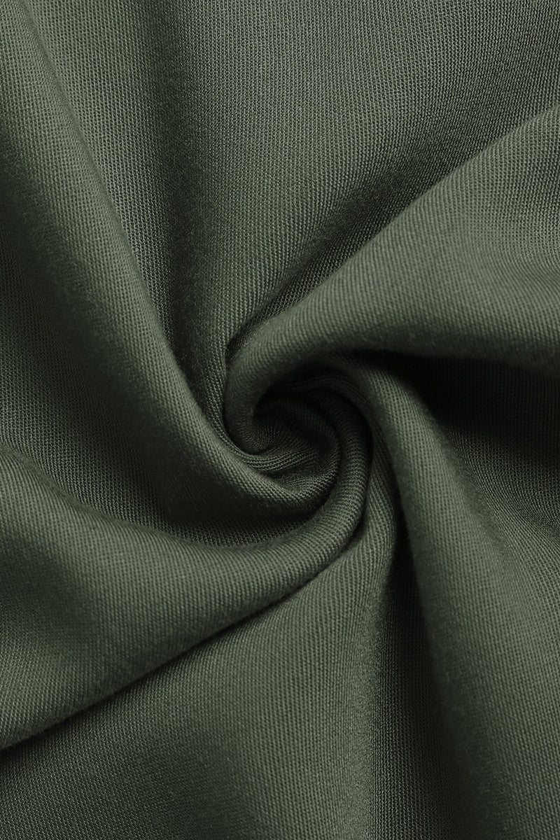 Laden Sie das Bild in den Galerie-Viewer, Armeegrünes A-Linien-Sommerkleid mit Gürtel