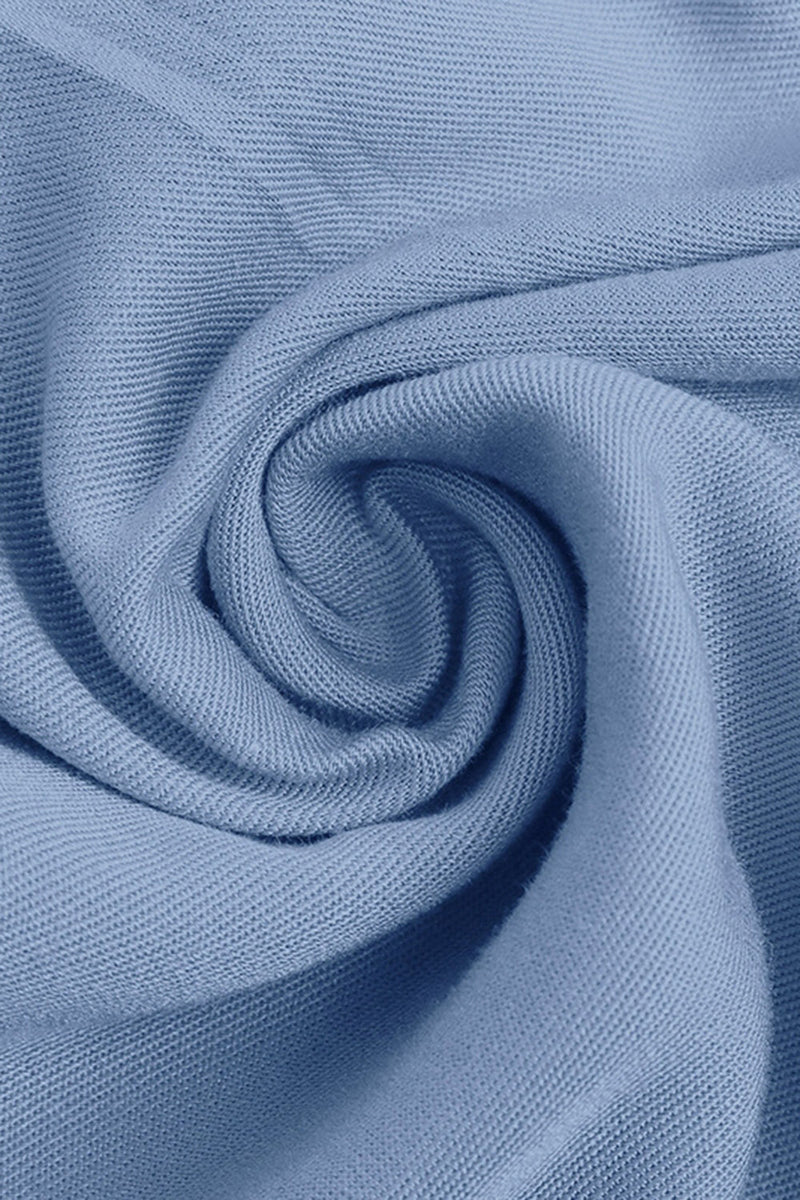 Laden Sie das Bild in den Galerie-Viewer, Grau Blau A-Linie Sommerkleid mit V-Ausschnitt