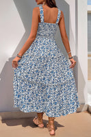 Laden Sie das Bild in den Galerie-Viewer, Schwarzes A-Linie Geblümtes Sommerkleid in Teelänge