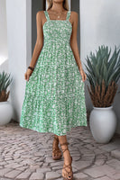 Laden Sie das Bild in den Galerie-Viewer, Schwarzes A-Linie Geblümtes Sommerkleid in Teelänge