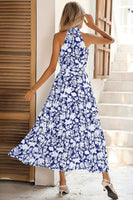 Laden Sie das Bild in den Galerie-Viewer, Schwarzes Geblümtes A-Linie Sommerkleid mit Gürtel