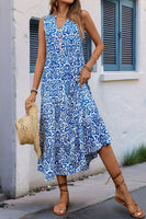 Laden Sie das Bild in den Galerie-Viewer, Bedrucktes Orange Sommerkleid mit V-Ausschnitt in A-Linie