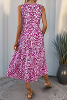 Laden Sie das Bild in den Galerie-Viewer, Bedrucktes Orange Sommerkleid mit V-Ausschnitt in A-Linie