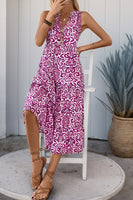 Laden Sie das Bild in den Galerie-Viewer, Bedrucktes Orange Sommerkleid mit V-Ausschnitt in A-Linie