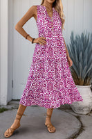 Laden Sie das Bild in den Galerie-Viewer, Bedrucktes Orange Sommerkleid mit V-Ausschnitt in A-Linie