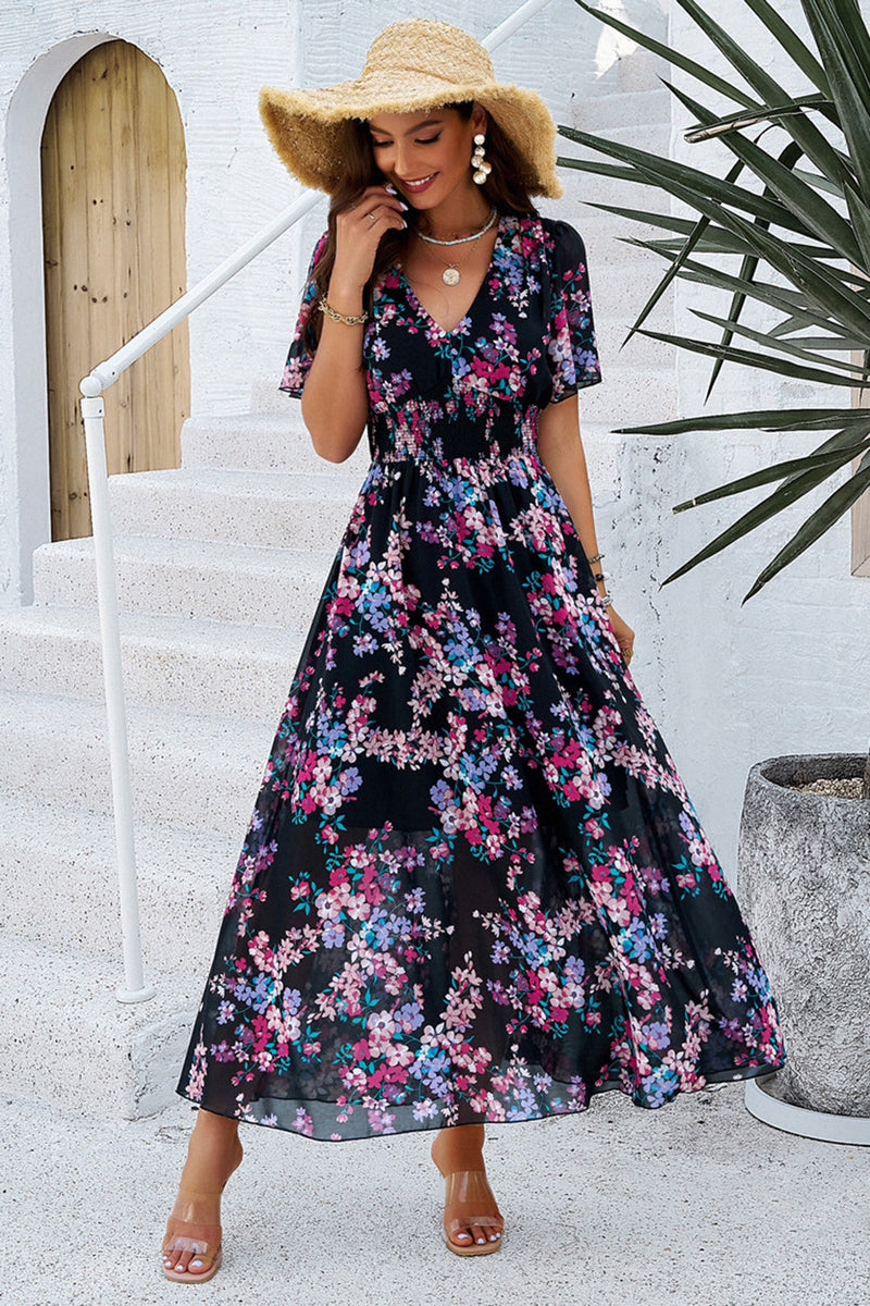 Laden Sie das Bild in den Galerie-Viewer, Apricot A Line Langes geblümtes Sommerkleid