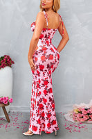 Laden Sie das Bild in den Galerie-Viewer, Meerjungfrau Blau bedrucktes langes Sommerkleid