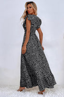 Laden Sie das Bild in den Galerie-Viewer, Kahki Polka Dot Sommerkleid mit Rüschenärmeln