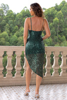Laden Sie das Bild in den Galerie-Viewer, Glitzerndes Kiefer Pailletten Bodycon Kurzes Abiballkleid