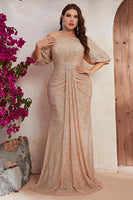 Laden Sie das Bild in den Galerie-Viewer, Glitzerndes Champagner Langes Kleid für die Brautmutter