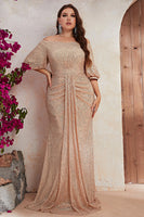 Laden Sie das Bild in den Galerie-Viewer, Glitzerndes Champagner Langes Kleid für die Brautmutter