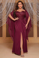 Laden Sie das Bild in den Galerie-Viewer, Glitzerndes Schwarzes Meerjungfrauen Kleid für die Brautmutter mit Schlitz