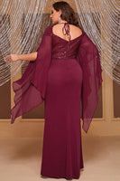 Laden Sie das Bild in den Galerie-Viewer, Glitzerndes Schwarzes Meerjungfrauen Kleid für die Brautmutter mit Schlitz