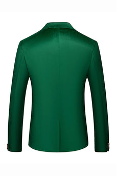 Grüner Peak Revers Slim Fit Herrenblazer mit einem Knopf