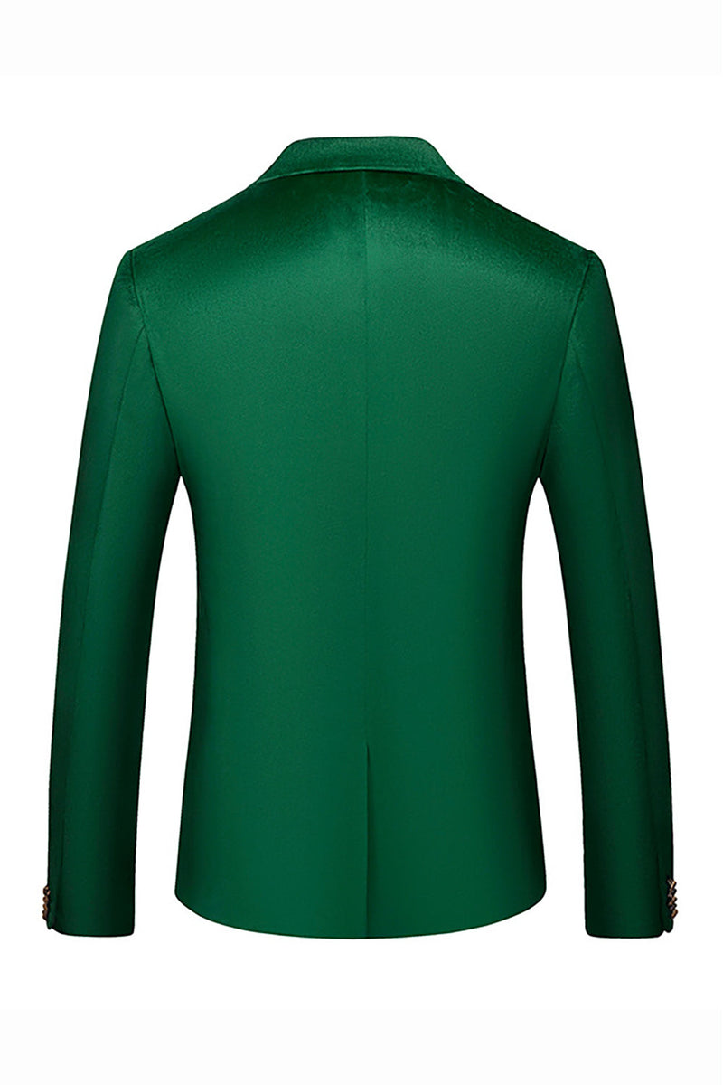 Laden Sie das Bild in den Galerie-Viewer, Grüner Peak Revers Slim Fit Herrenblazer mit einem Knopf