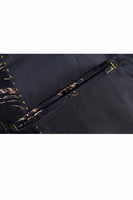 Laden Sie das Bild in den Galerie-Viewer, Schwarz-Goldener Herrenblazer mit Leopardenmuster und gekerbtem Revers und einem Knopf