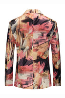 Laden Sie das Bild in den Galerie-Viewer, Blumendruck Ein Knopf Gekerbtes Revers Herrenblazer