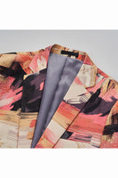 Laden Sie das Bild in den Galerie-Viewer, Blumendruck Ein Knopf Gekerbtes Revers Herrenblazer