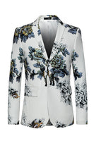 Laden Sie das Bild in den Galerie-Viewer, Blumen Weiß Slim Fit Herren Hochzeitsblazer mit gekerbtem Revers