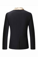 Laden Sie das Bild in den Galerie-Viewer, Slim Fit Schwarzer Herrenblazer mit einem Knopf und gekerbtem Revers