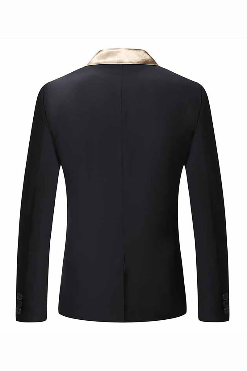 Laden Sie das Bild in den Galerie-Viewer, Slim Fit Schwarzer Herrenblazer mit einem Knopf und gekerbtem Revers