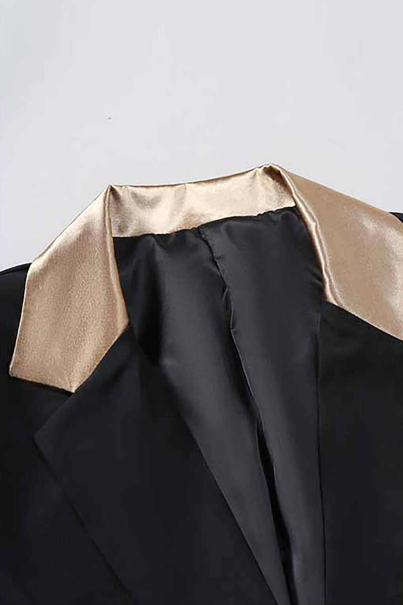 Laden Sie das Bild in den Galerie-Viewer, Slim Fit Schwarzer Herrenblazer mit einem Knopf und gekerbtem Revers